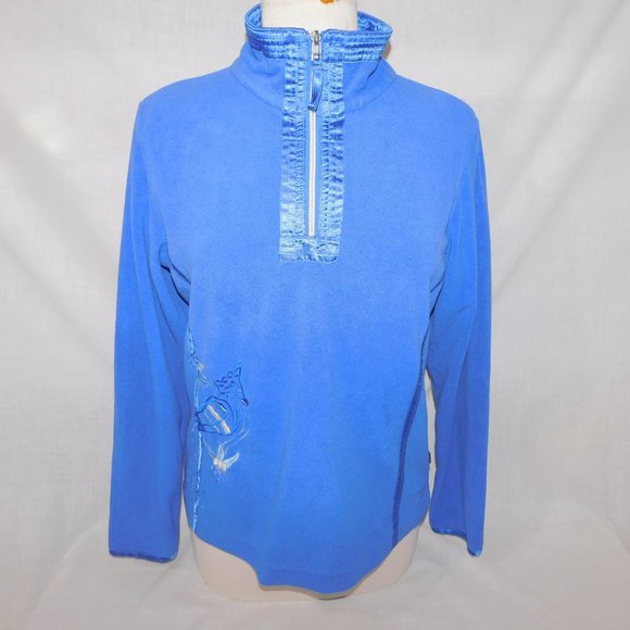 LUHTA Finland Womens M /10 Pullover 1/4 Zip Fleece embroidered Bird Flower *READ - Picture 13 of 13